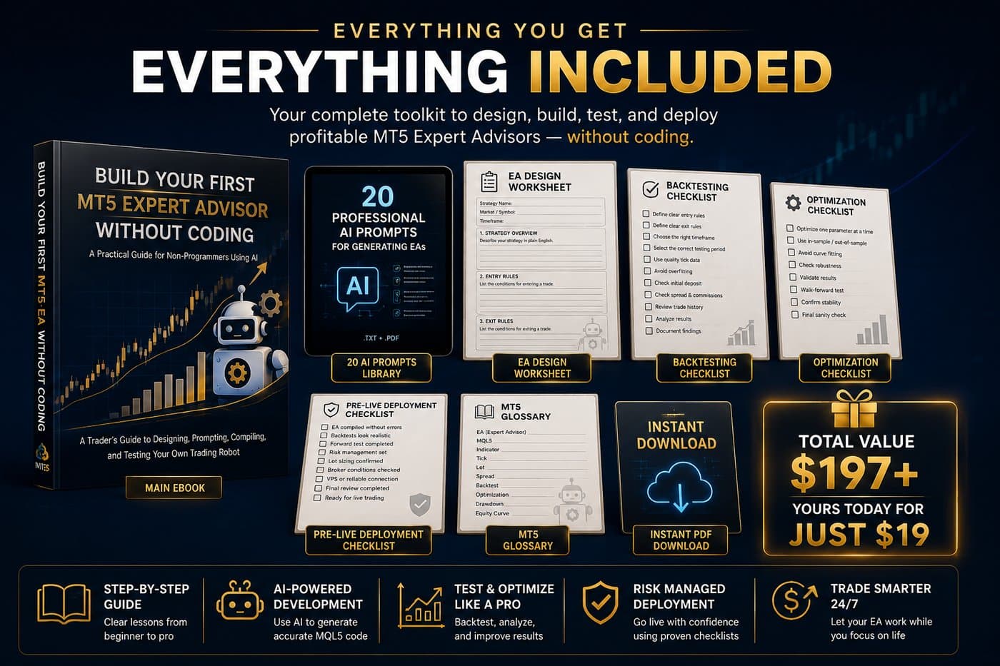 Everything included β the main ebook plus 6 bonus resources, total value $197, today for $19